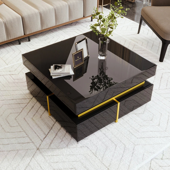 Table basse noire brillante