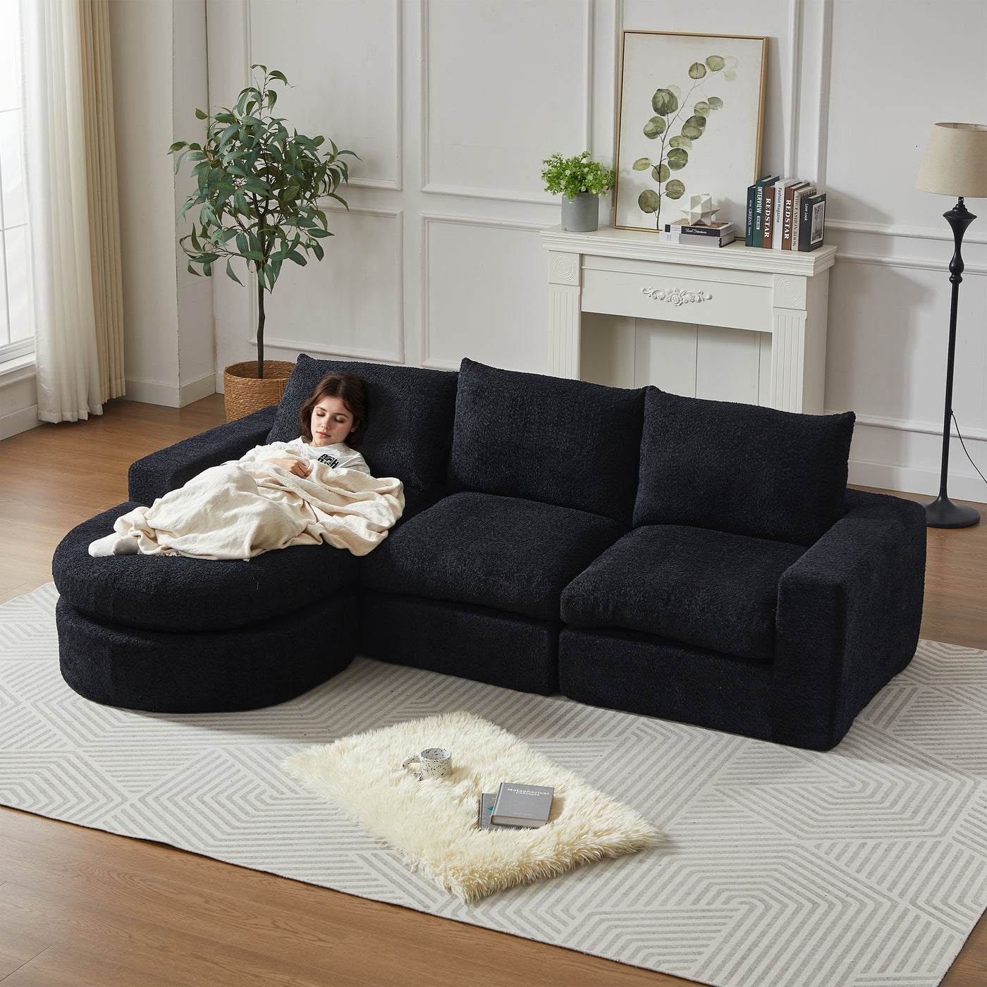 Chenille Cloud Curved Sectional Sofa