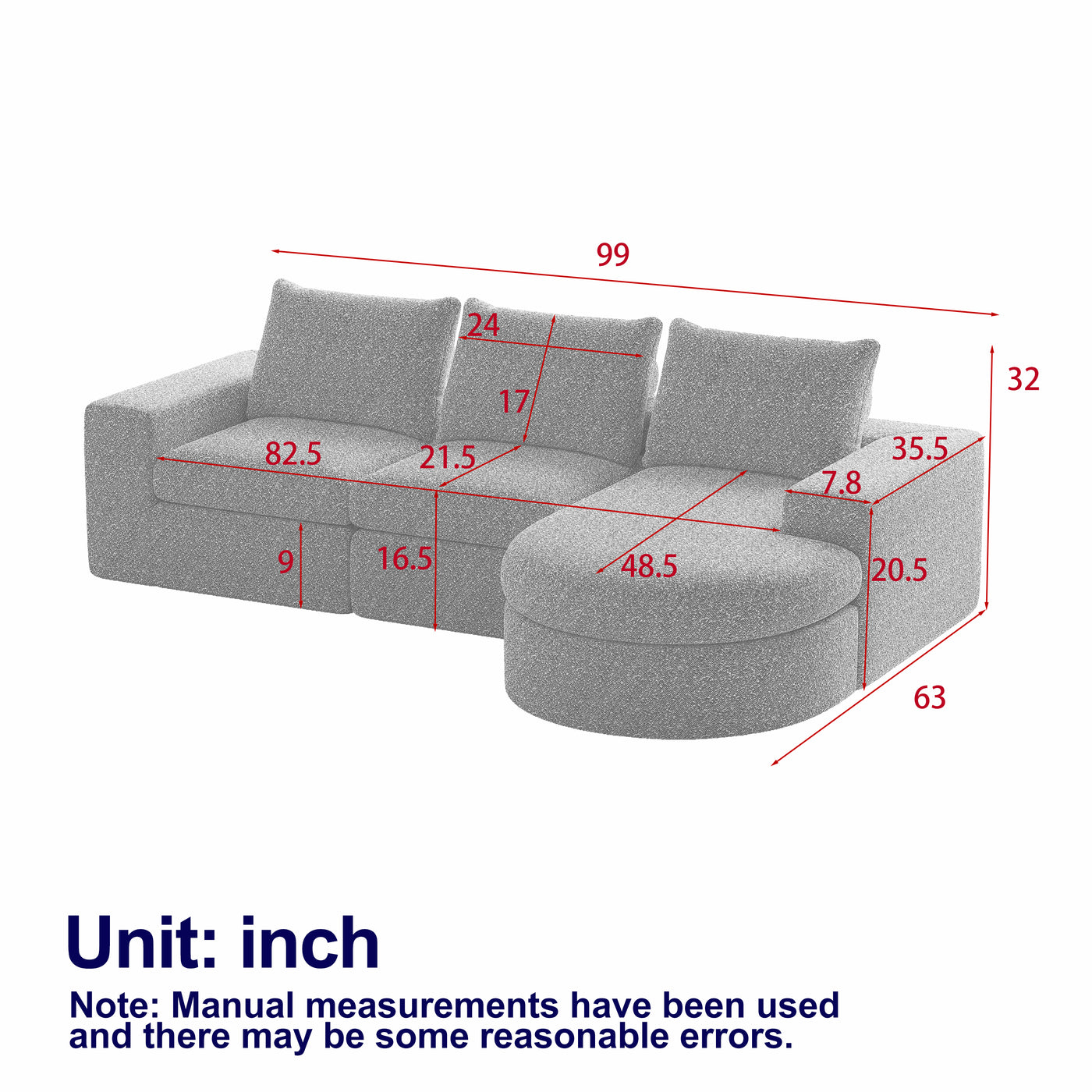 Chenille Cloud Curved Sectional Sofa
