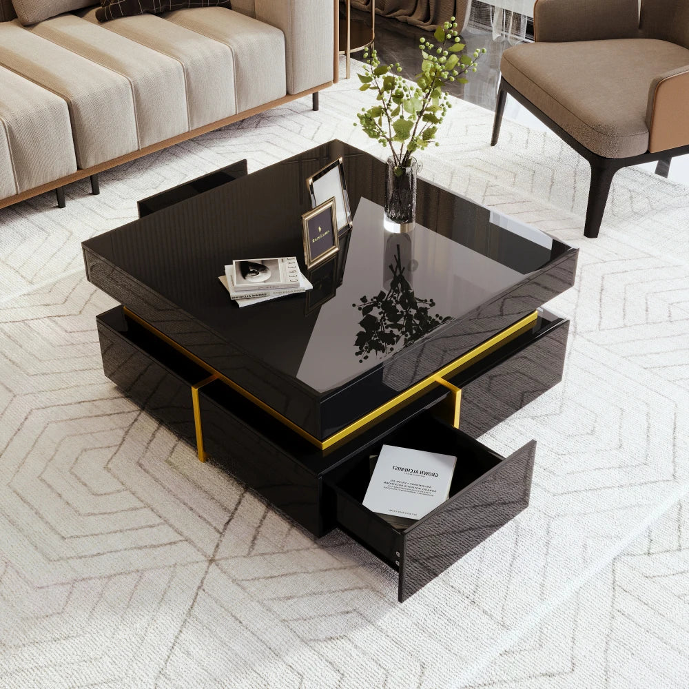 Table basse noire brillante