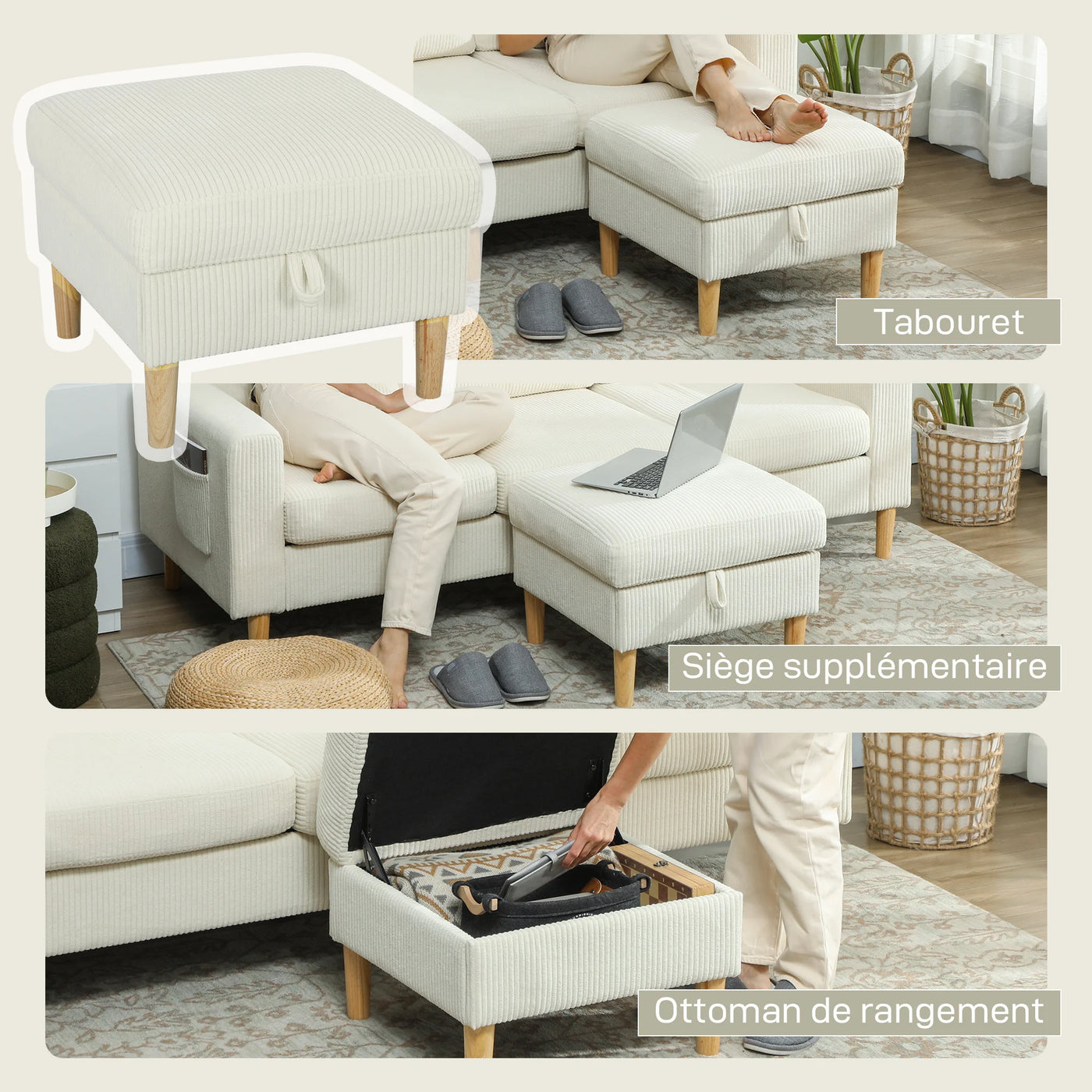 Canapé Luxe 3 places - Beige