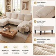 Canapé Moderne Côtelé - Beige