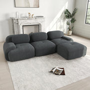 Canapé d'angle modulaire en tissu avec cordon, aucun assemblage requis, accoudoirs extra larges, rembourrage à haute élasticité 32D, canapé ergonomique et confortable