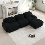 Canapé d'angle modulaire en tissu avec cordon, aucun assemblage requis, accoudoirs extra larges, rembourrage à haute élasticité 32D, canapé ergonomique et confortable