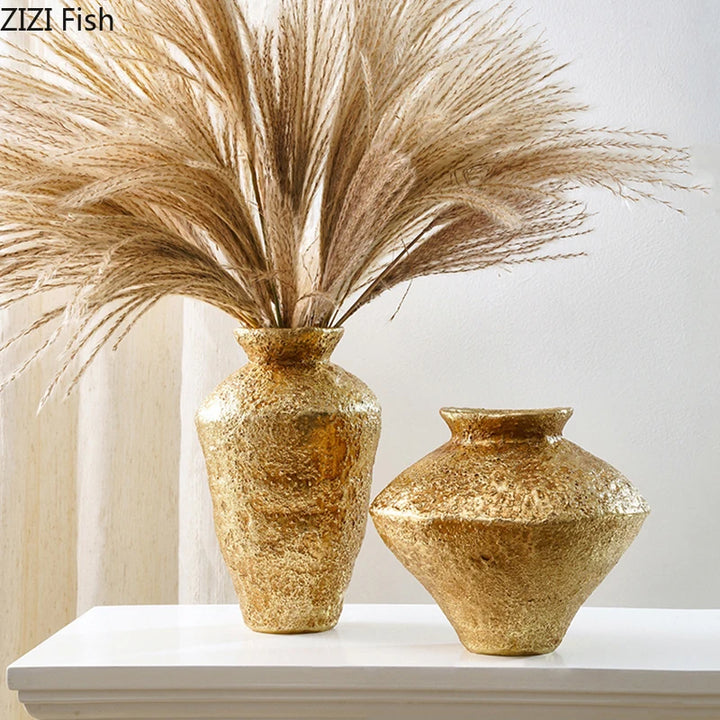 Pot de poterie doré Vintage