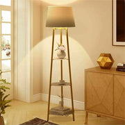 Lampadaire d'angle 2 en 1 avec étagères