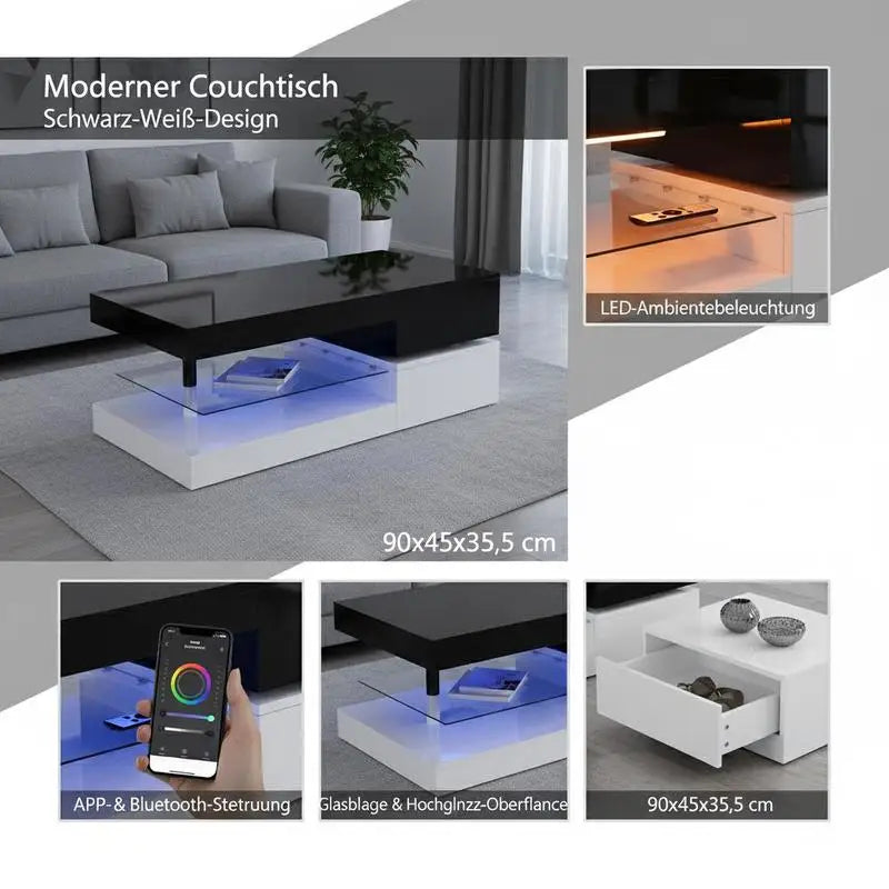 Table basse moderne avec éclairage