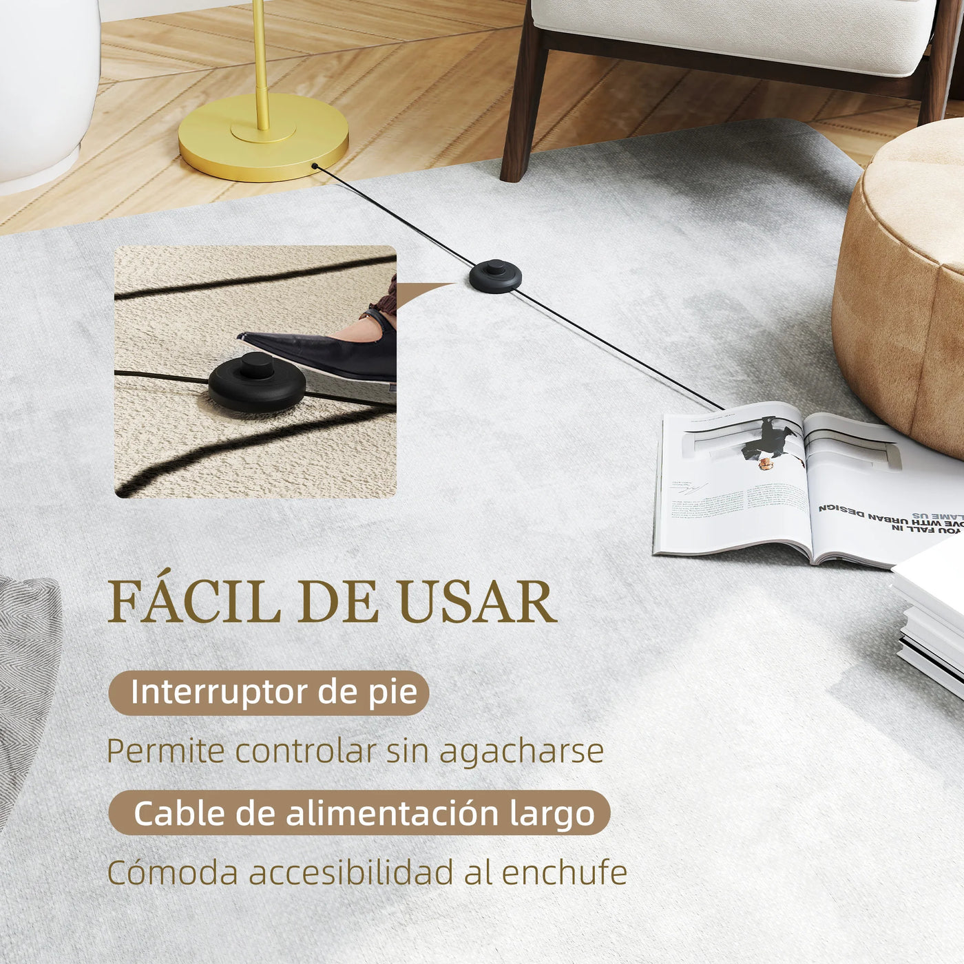 Homcom lampadaire moderne avec abat-jour  en lin synthétique