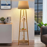 Lampadaire d'angle 2 en 1 avec étagères
