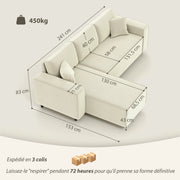 HOMCOM Canapé d'angle réversible - Crème
