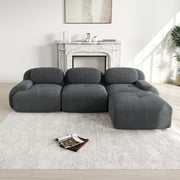 Canapé d'angle modulaire en tissu avec cordon, aucun assemblage requis, accoudoirs extra larges, rembourrage à haute élasticité 32D, canapé ergonomique et confortable