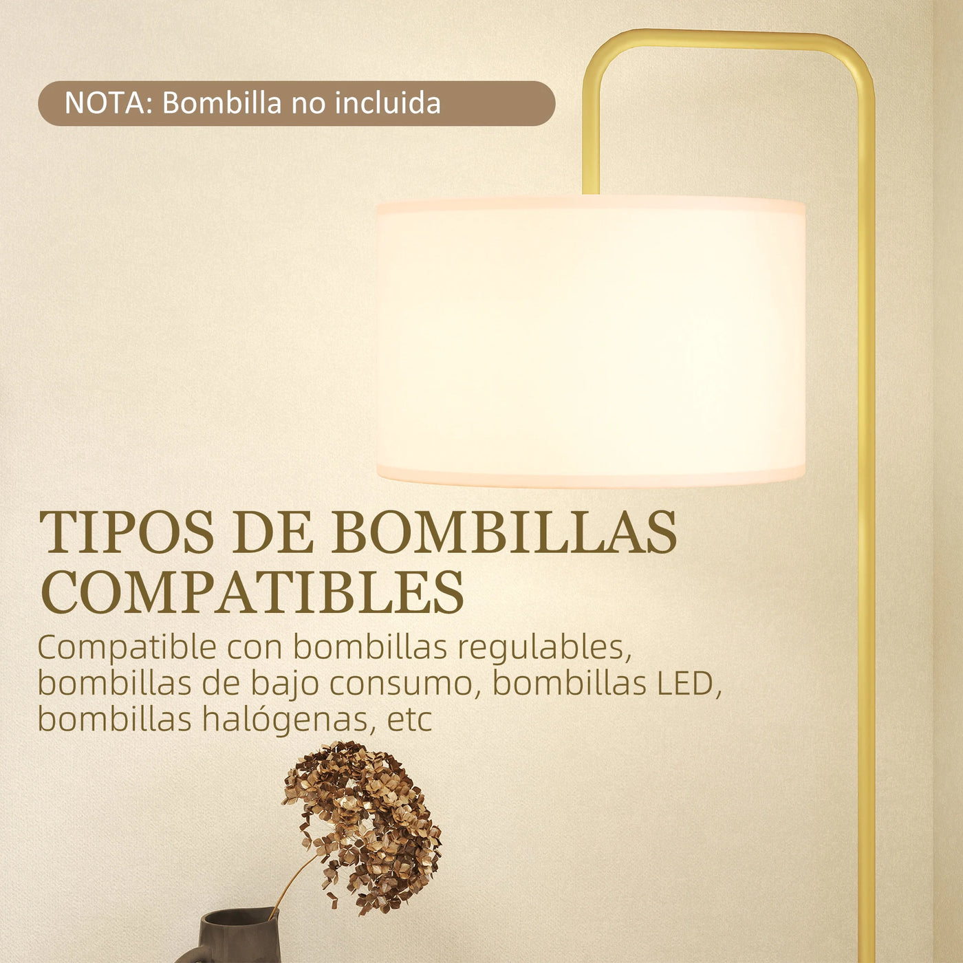 Homcom lampadaire moderne avec abat-jour  en lin synthétique