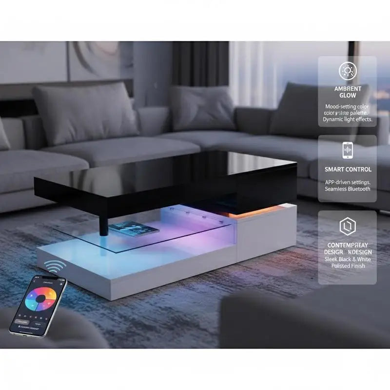 Table basse moderne avec éclairage