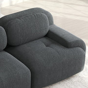 Canapé d'angle modulaire en tissu avec cordon, aucun assemblage requis, accoudoirs extra larges, rembourrage à haute élasticité 32D, canapé ergonomique et confortable