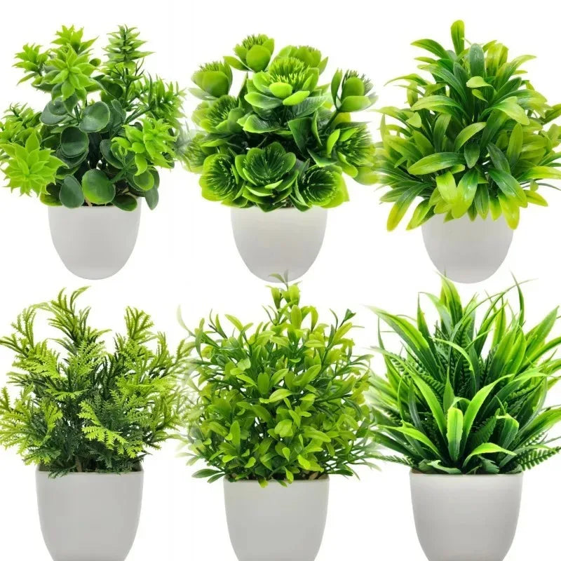 1 plante artificielle avec pot en plastique, fausse verdure pour la maison, le bureau, le salon, la chambre à coucher, décoration sans entretien requis