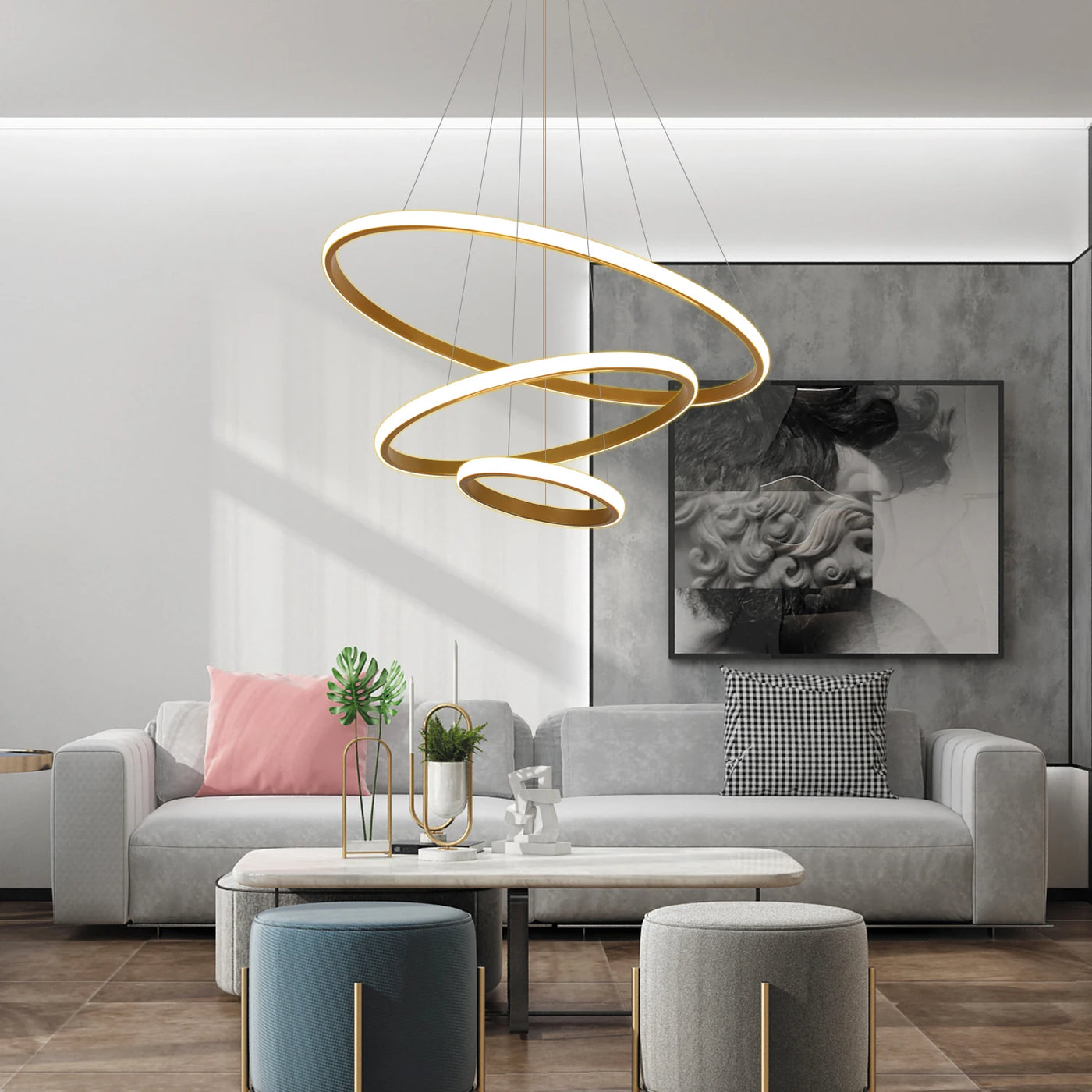 Lampes suspendues à 3 anneaux