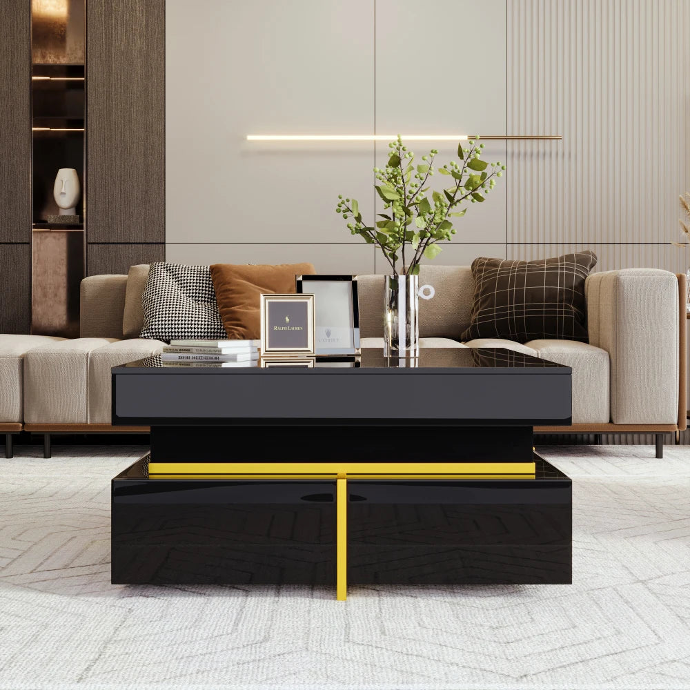 Table basse noire brillante
