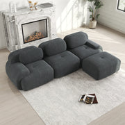 Canapé d'angle modulaire en tissu avec cordon, aucun assemblage requis, accoudoirs extra larges, rembourrage à haute élasticité 32D, canapé ergonomique et confortable
