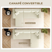 HOMCOM Canapé d'angle réversible - Crème