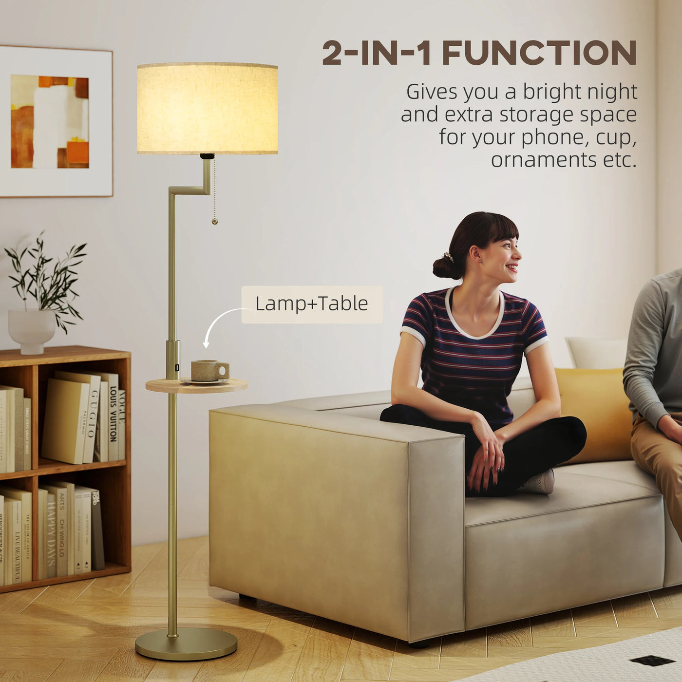 Homcom Lampadaire moderne avec étagère