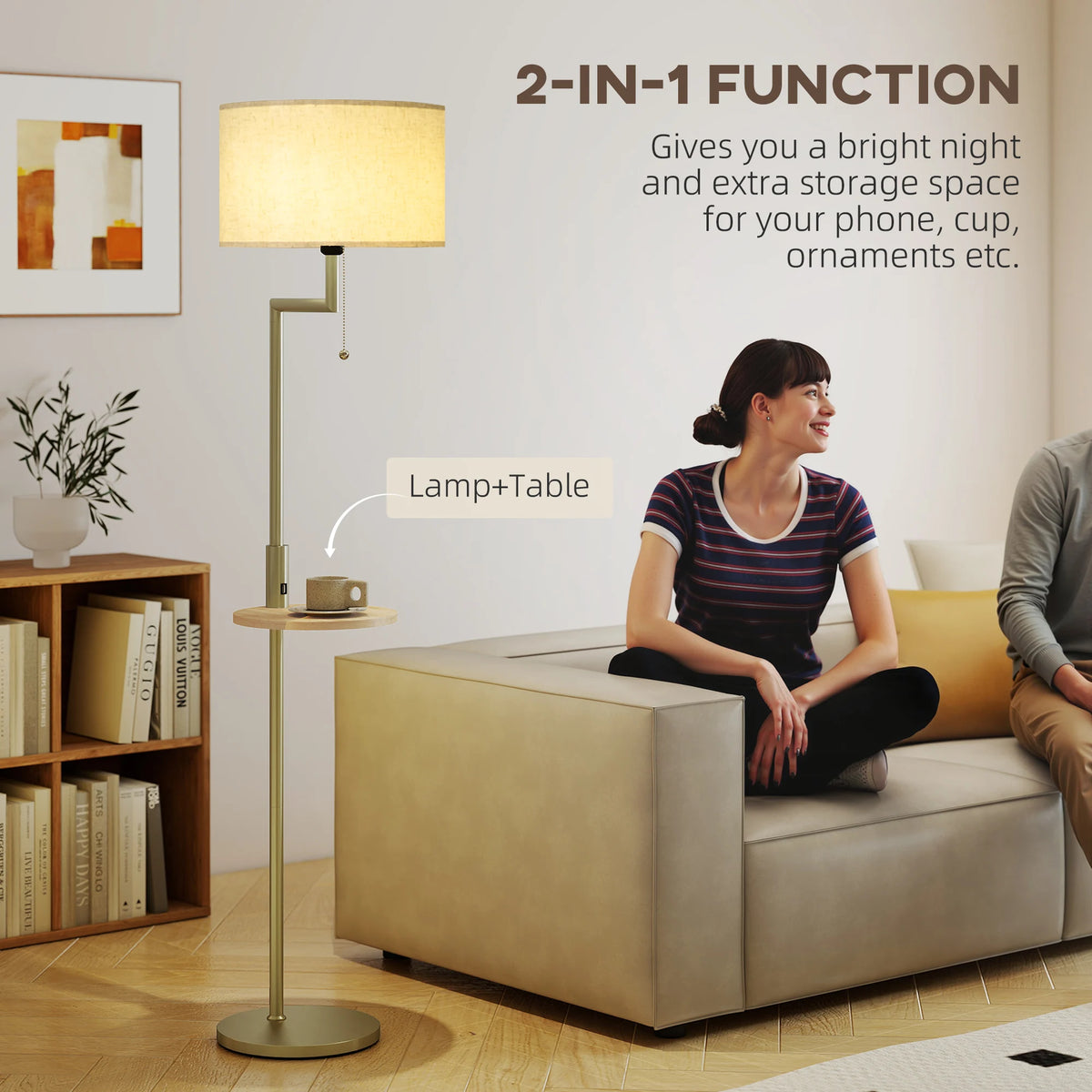 Homcom Lampadaire moderne avec étagère