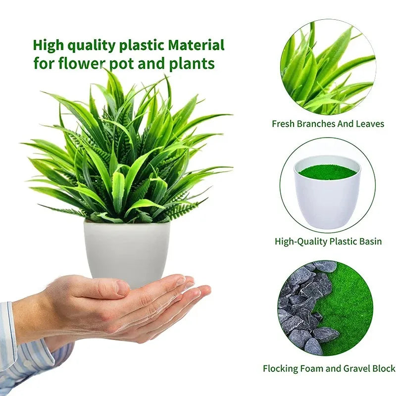 1 plante artificielle avec pot en plastique, fausse verdure pour la maison, le bureau, le salon, la chambre à coucher, décoration sans entretien requis